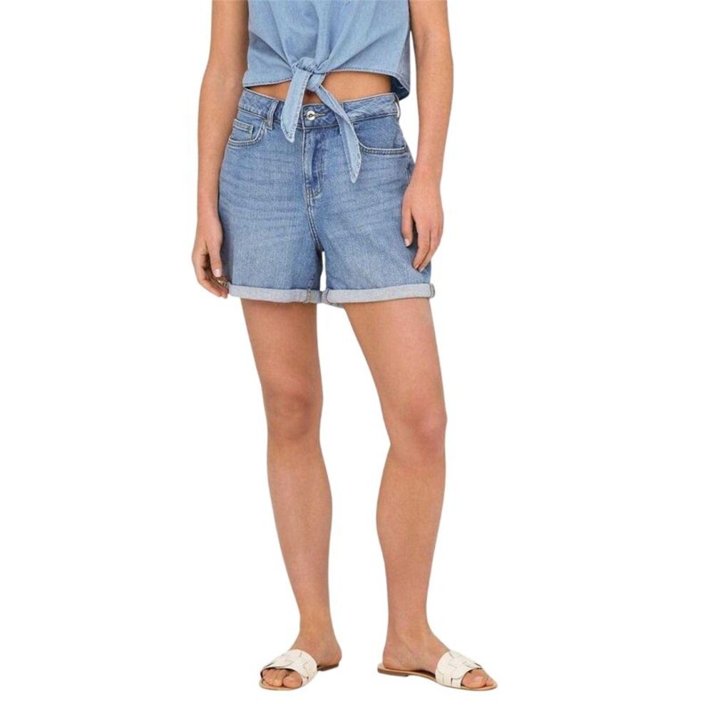 Only Womens/Ladies Denim Cuffed Shorts / Mid Blue